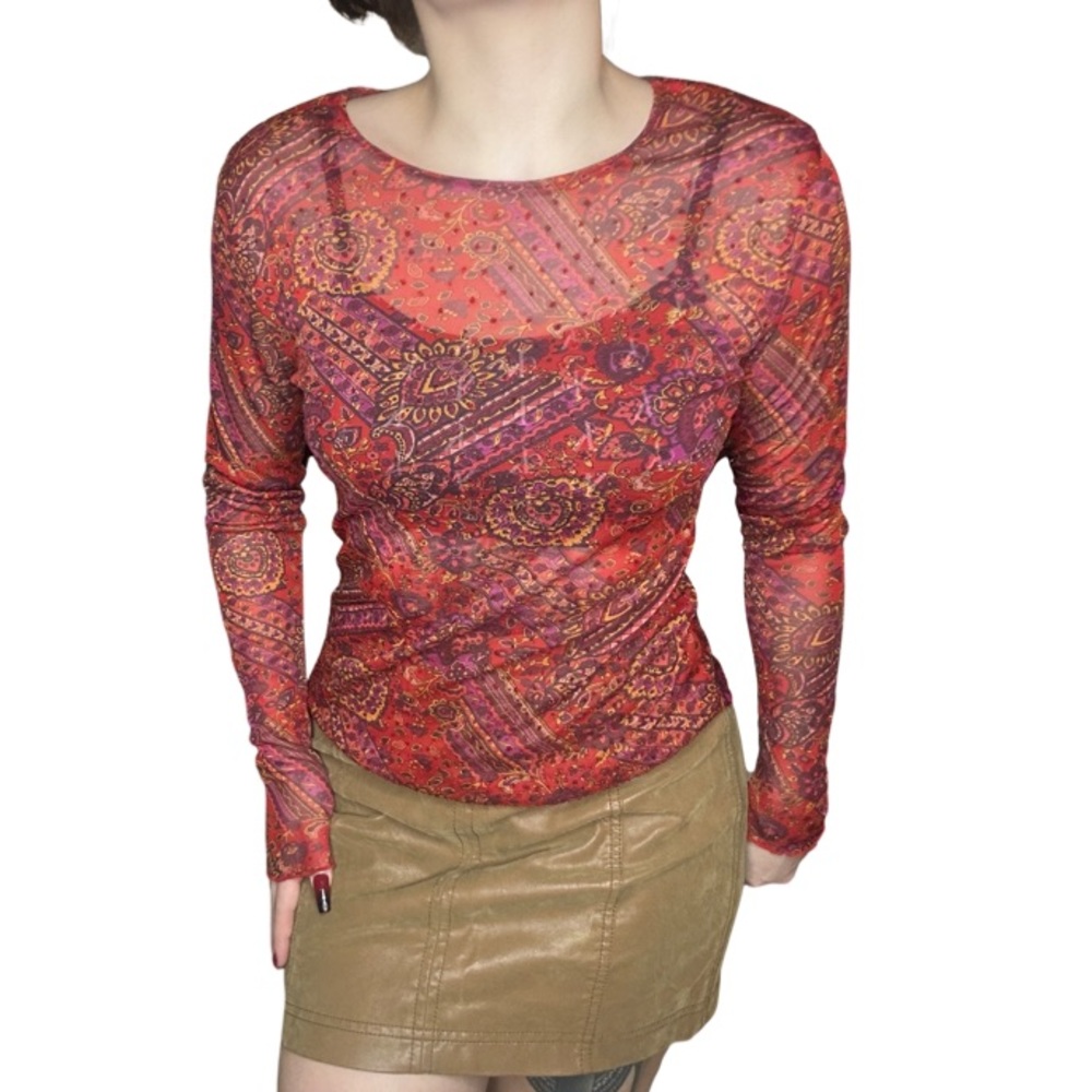Sheer 70s paisley top